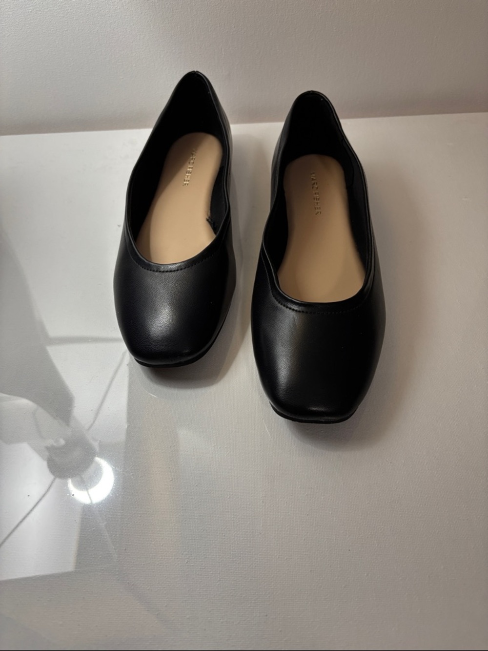 Marc Fisher Black Square-Toe Ballet Flats